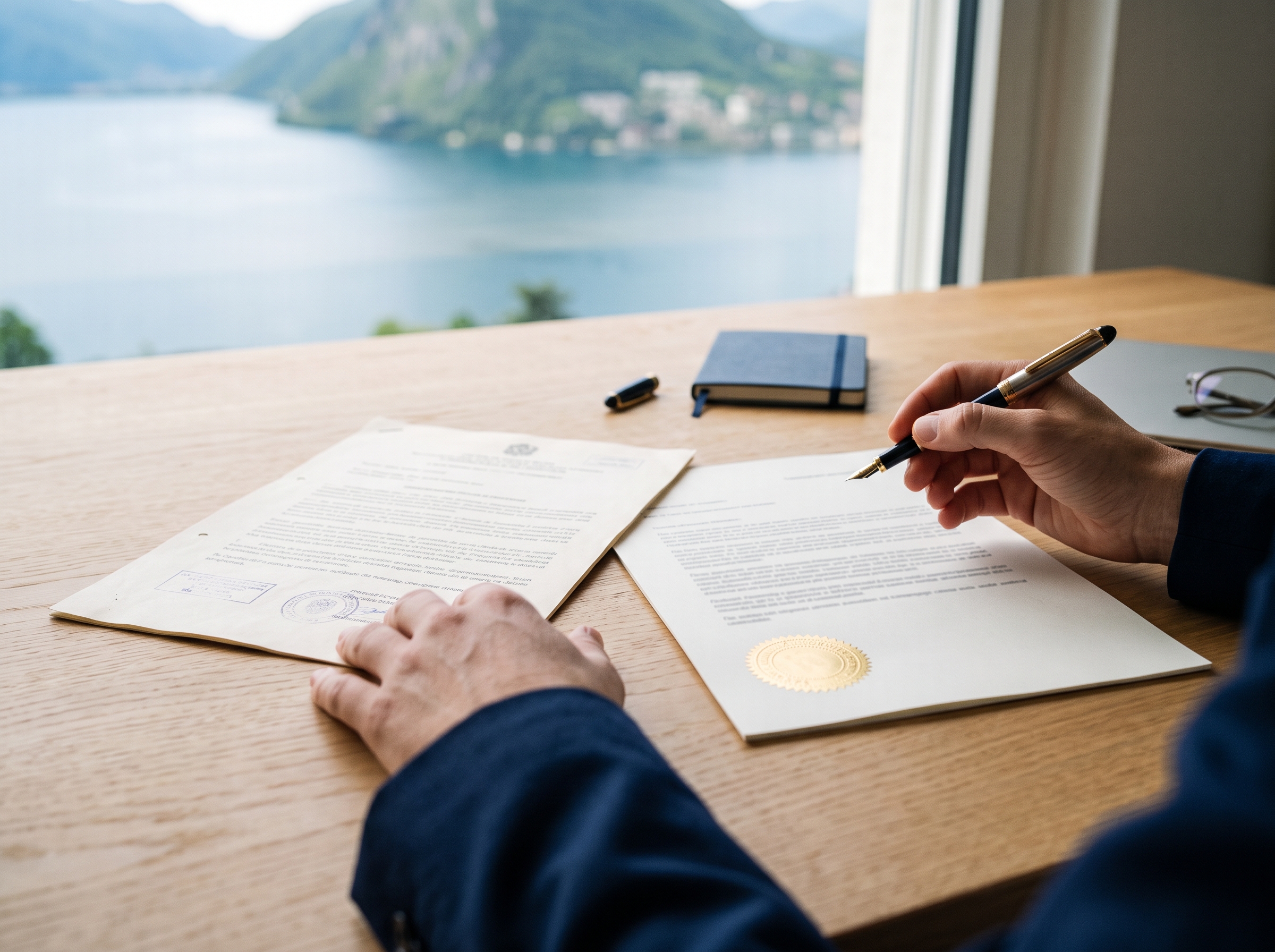Traduttore professionista confronta un documento ufficiale originale con la traduzione certificata – Swiss Translations, agenzia di traduzioni certificata ISO in Ticino